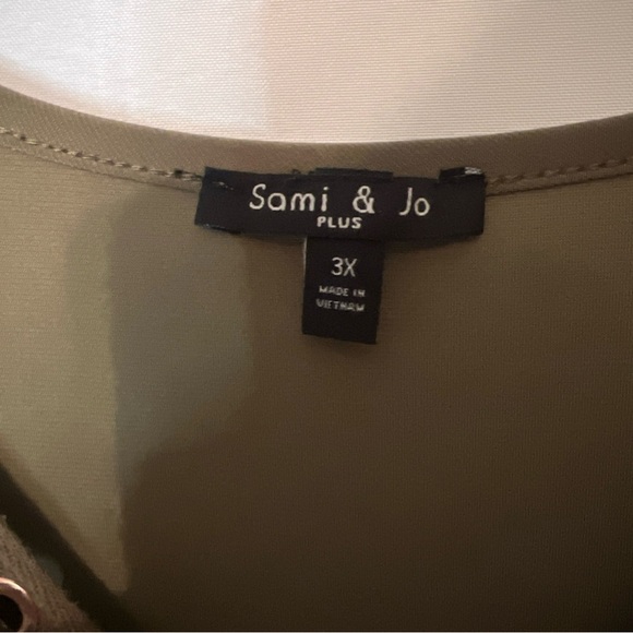 Sami and Jo Womens Green Tie V-Neck Pullover Blouse Size 3X Soft Stretch. - Picture 4 of 7